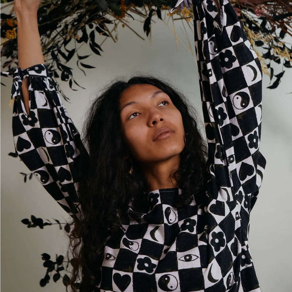 Meadows - Ficus Top - black/white